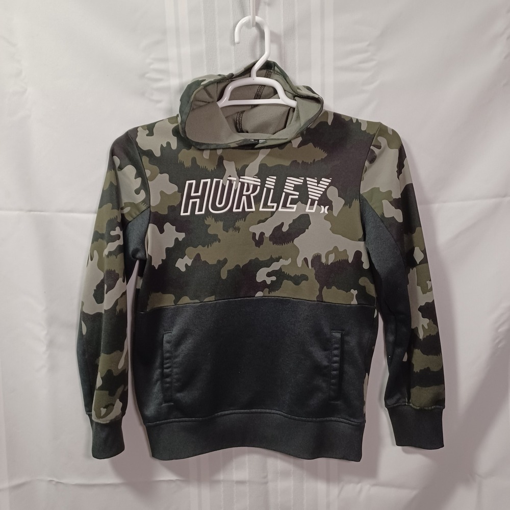 Hurley Hoodie Boys L Green Camo Logo Performance Sweatshirt 4850-E1X